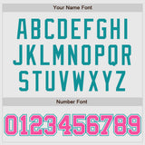 Custom White Pink-Teal Authentic Two Tone Baseball Jersey