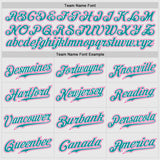 Custom White Pink-Teal Authentic Two Tone Baseball Jersey