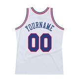 Custom White Royal-Red Authentic Throwback Basketball Jersey