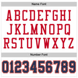 Custom White Navy-Red Mesh Authentic Throwback Football Jersey