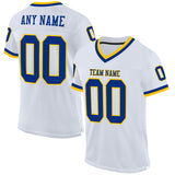 Custom White Royal-Gold Mesh Authentic Throwback Football Jersey
