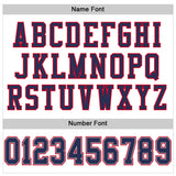 Custom White Navy-Red Mesh Authentic Throwback Football Jersey