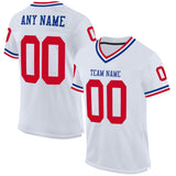 Custom White Red-Royal Mesh Authentic Throwback Football Jersey