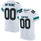 Custom White Black-Aqua Mesh Authentic Football Jersey