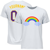 Custom White Purple-Gold Rainbow For Pride LGBT Performance T-Shirt