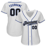 Custom White Black-Royal Authentic Baseball Jersey