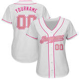 Custom White Pink Authentic Baseball Jersey