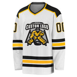 Custom White Black-Gold Hockey Jersey