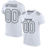 Custom White Silver-Black Mesh Authentic Football Jersey