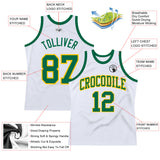 Custom White Kelly Green-Gold Authentic Throwback Basketball Jersey