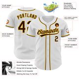 Custom White Brown-Gold Authentic Baseball Jersey