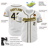 Custom White Navy-Gold Authentic Baseball Jersey