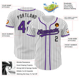 Custom White Black Pinstripe Purple Authentic Baseball Jersey