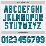 Custom White Teal Pinstripe Teal-Navy Authentic Baseball Jersey