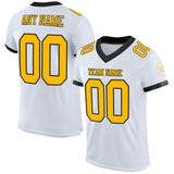 Custom White Gold-Black Mesh Authentic Football Jersey