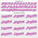 Custom White Pink-Light Blue Authentic Baseball Jersey
