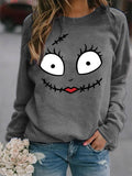 Women's Funny Sally Happy Face Graphic Casual Sweatshirt