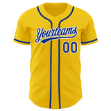 Custom Yellow Royal-White Authentic Baseball Jersey
