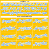 Custom Yellow Light Blue-White Authentic Baseball Jersey