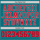 Custom Teal Red-Black Authentic Baseball Jersey
