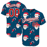 Custom Royal Red-White Christmas 3D Authentic Baseball Jersey