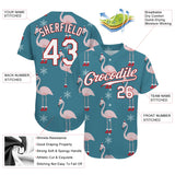 Custom Teal White-Red Christmas 3D Authentic Baseball Jersey
