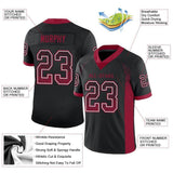 Custom Black Cardinal-White Drift Fashion Football Jersey