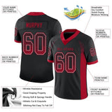 Custom Black Red-Light Gray Drift Fashion Football Jersey