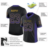 Custom Black Purple-Old Gold Drift Fashion Football Jersey