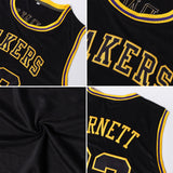 Custom Black Black-Gold Round Neck Rib-Knit Basketball Jersey