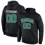 Custom Stitched Black Kelly Green-White Sports Pullover Sweatshirt Hoodie