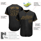 Custom Black Black-Old Gold Authentic Baseball Jersey