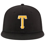 Custom Black Gold-White Stitched Adjustable Snapback Hat