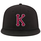 Custom Black Crimson-White Stitched Adjustable Snapback Hat