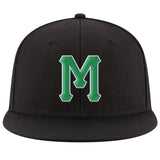 Custom Black Kelly Green-White Stitched Adjustable Snapback Hat