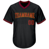 Custom Black Maroon-Gold Authentic Throwback Rib-Knit Baseball Jersey Shirt