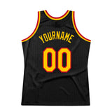 Custom Black Gold-Red Authentic Throwback Basketball Jersey