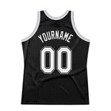 Custom Black White-Gray Authentic Throwback Basketball Jersey