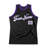 Custom Black White-Purple Authentic Throwback Basketball Jersey