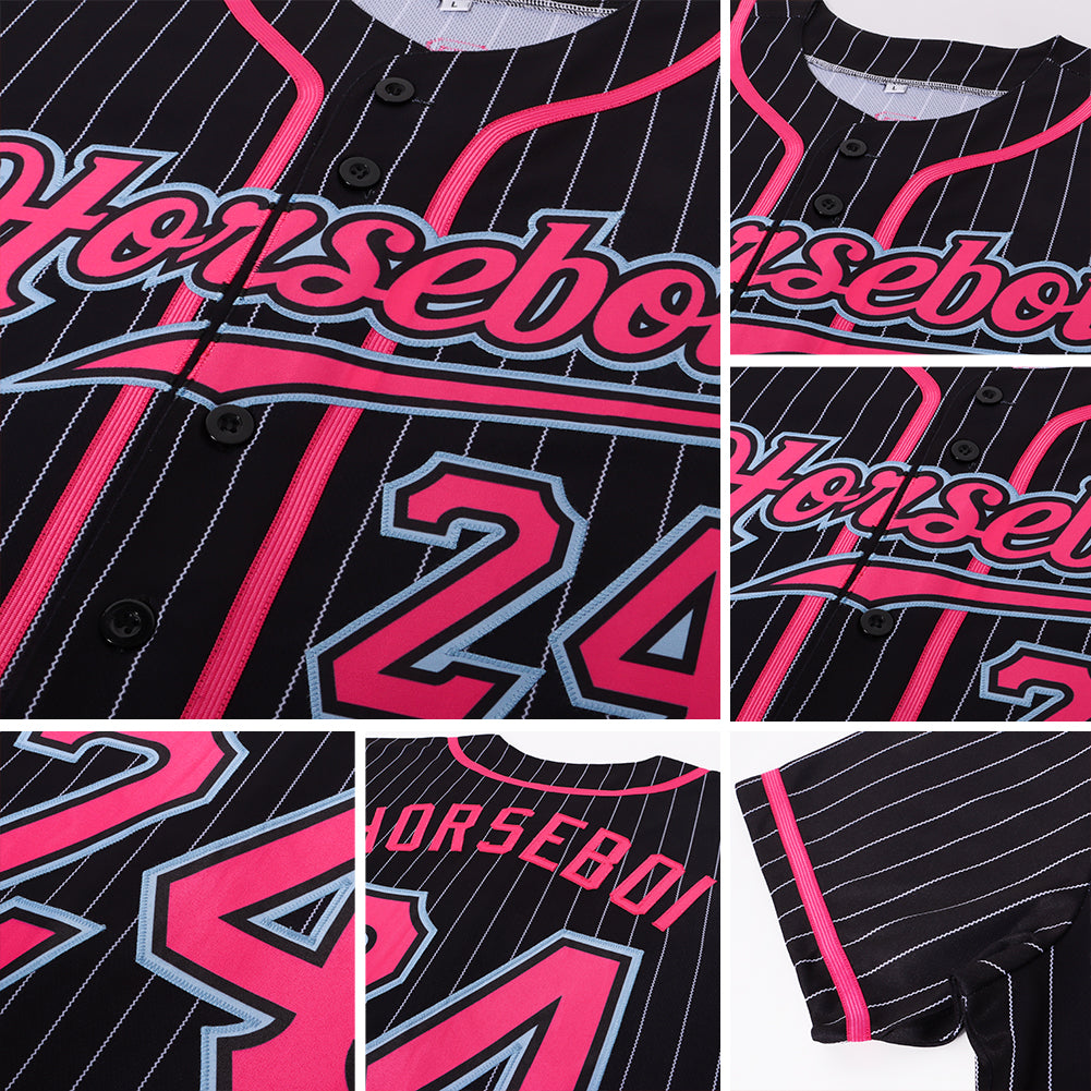 Custom Light Blue Pink-White Authentic Baseball Jersey