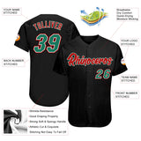 Custom Black Kelly Green-Red Authentic Baseball Jersey