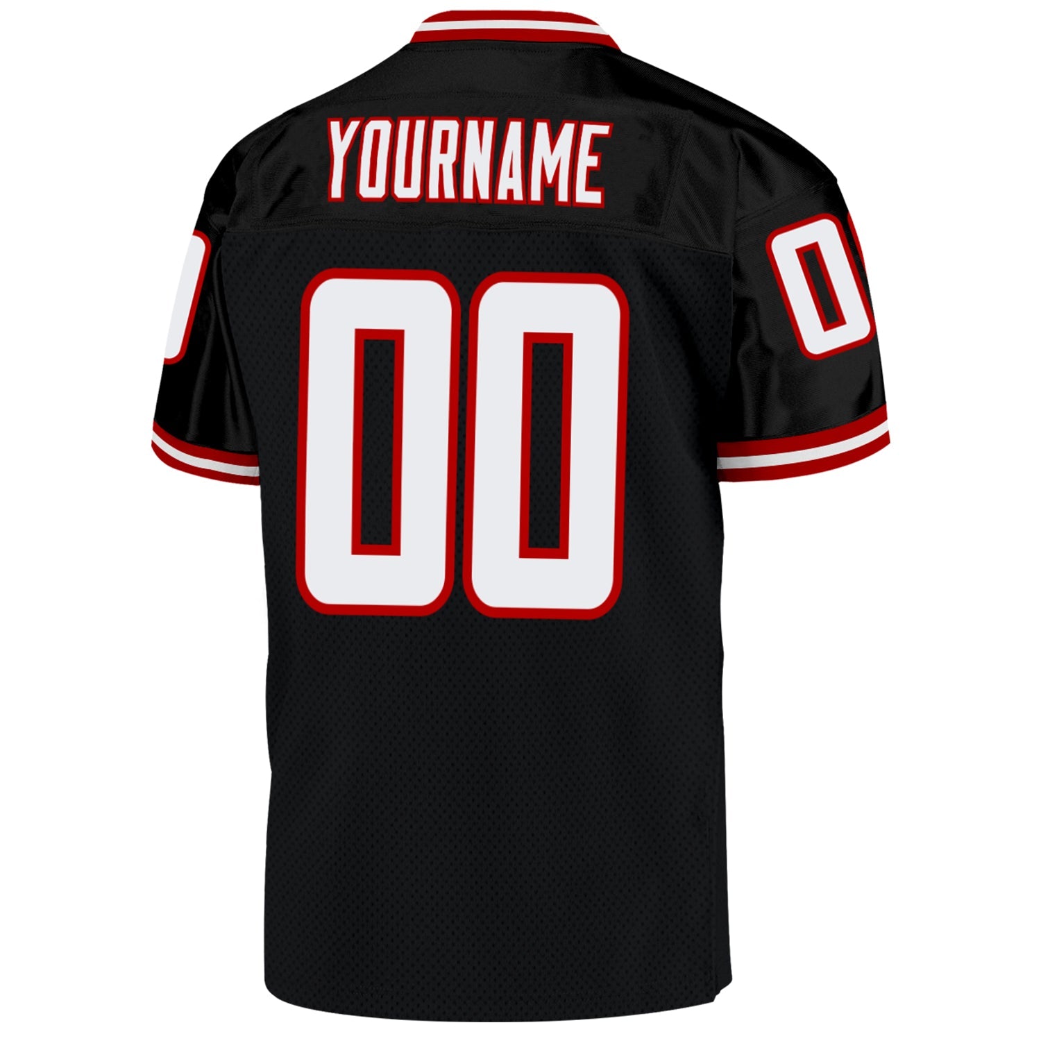 Custom Black White-Red Mesh Authentic Throwback Football Jersey
