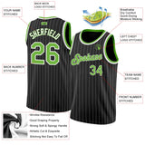Custom Black White Pinstripe Neon Green-White Authentic Basketball Jersey