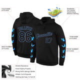 Custom Stitched Black Black-Light Blue 3D Pattern Design Butterfly Sports Pullover Sweatshirt Hoodie