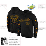 Custom Stitched Black Black-Gold 3D Pattern Design Butterfly Sports Pullover Sweatshirt Hoodie