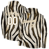 Custom Stitched Black White-Old Gold 3D Pattern Design Leopard Sports Pullover Sweatshirt Hoodie
