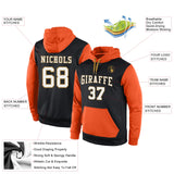 Custom Stitched Black White-Orange Sports Pullover Sweatshirt Hoodie