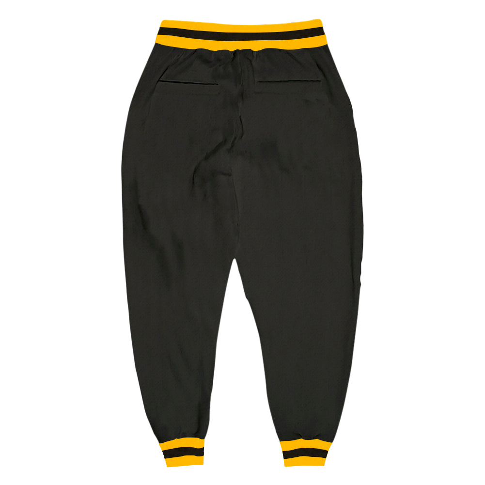 Custom Black Black-Gold Sports Pants