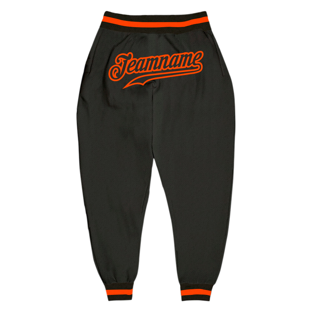 Custom Black Black-Orange Sports Pants