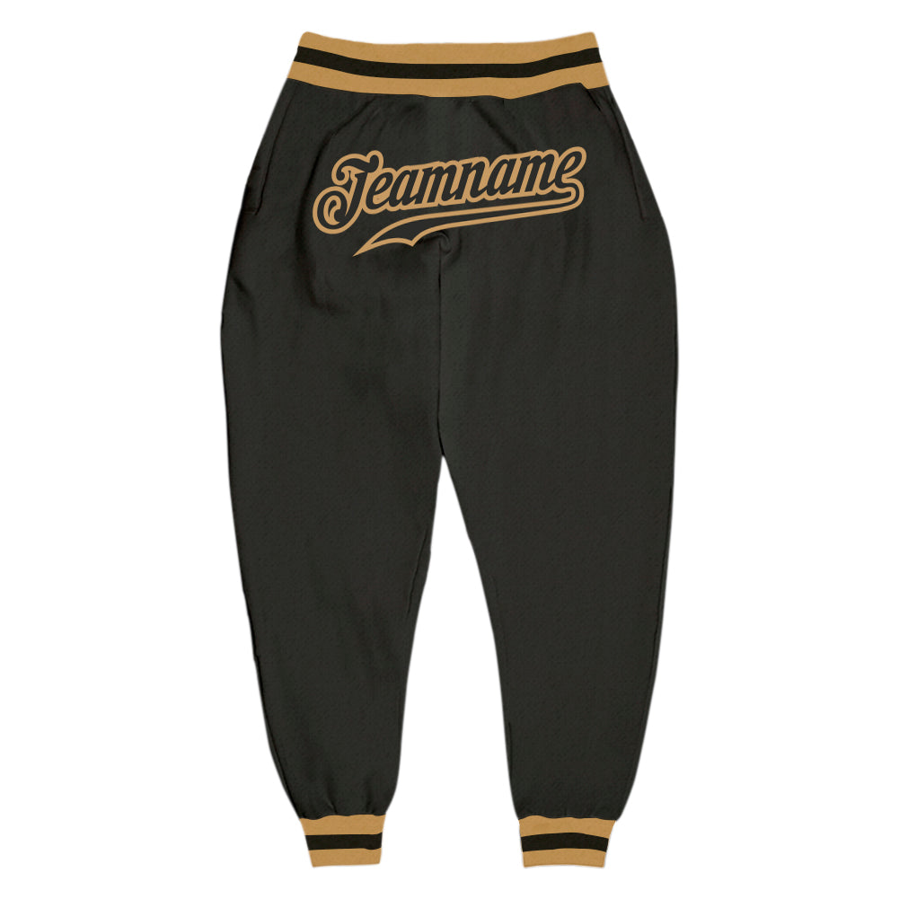 Custom Black Black-Old Gold Sports Pants